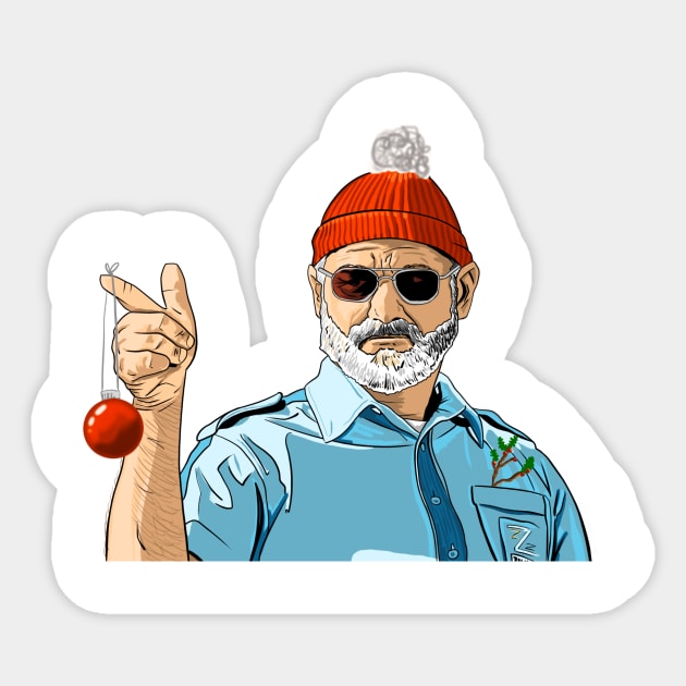 Steve Zissou Christmas Sticker by jwotoole